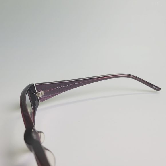 O&X New York OP-42 eyeglasses plum rectangular full frame thick 51-17 141 C7 - Picture 4 of 13